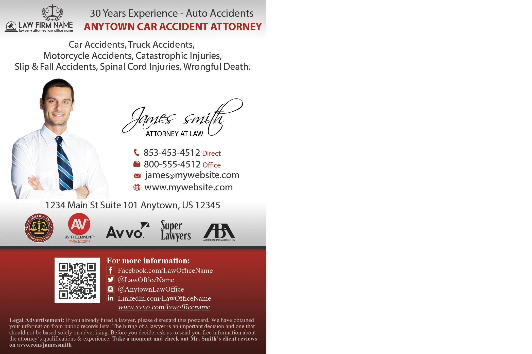 Lawyer Postcards, Law Firm Postcards, Attorney Postcards, Legal Postcards, Law Office Postcards, DUI Postcards, Auto Accidents Postcards, Car Accident Postcards, Wrongful Death Postcards
